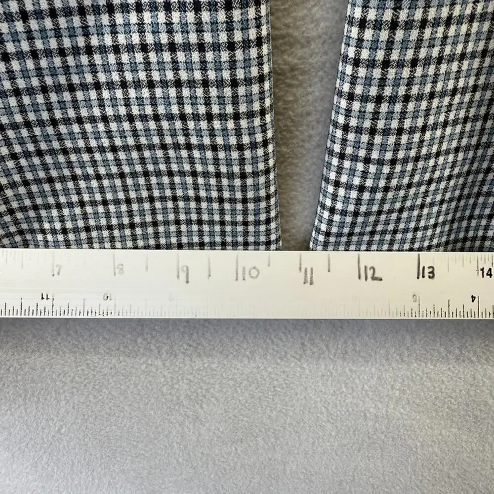 Vintage 70s Slacks Men's 33x31 Blue White Houndstooth Flared Wide leg Rockabilly - Picture 5 of 10